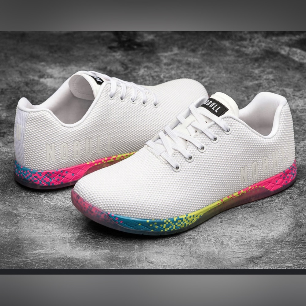 . NOBULL - White Neon Glitch Trainer shoes size 7.5